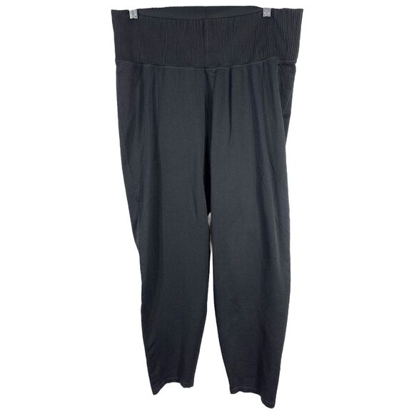 Old Navy Plus Size 2X Activewear Leggings Black Textured High‎ Rise Pants 1372 - Picture 1 of 8